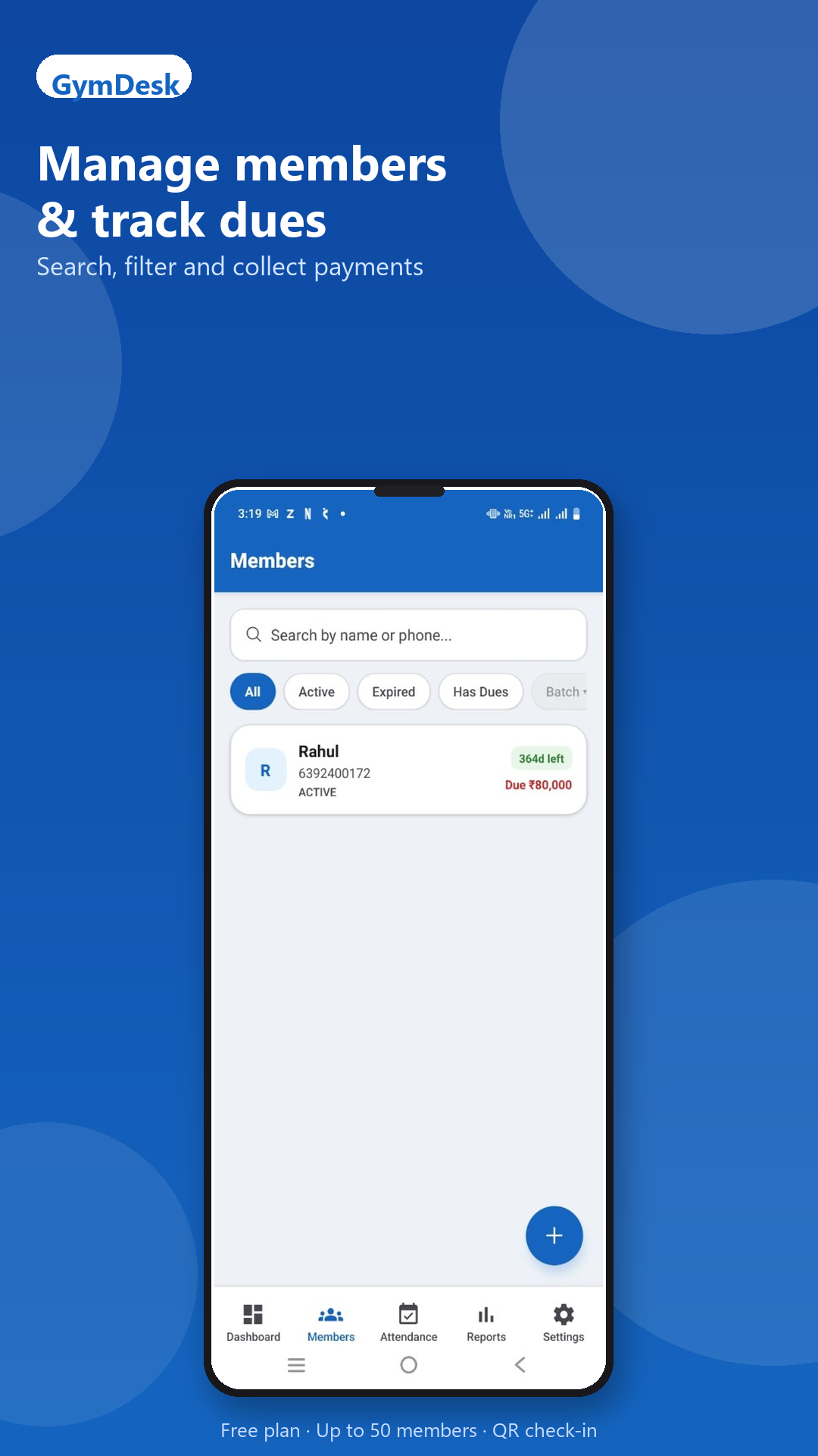 GymDesk members list