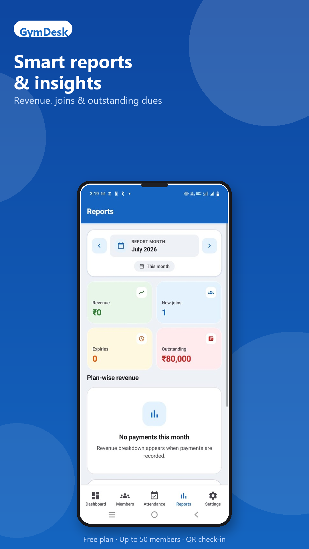 GymDesk reports and dues
